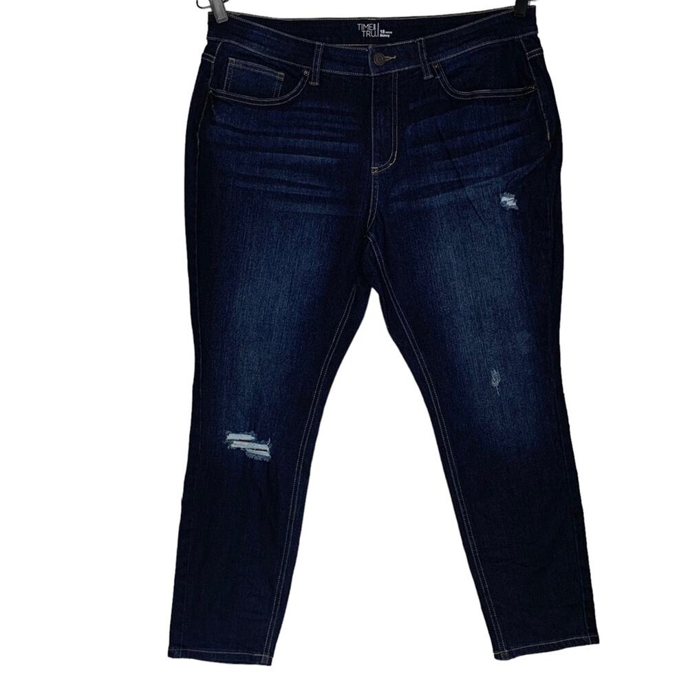 Time and Tru Skinny Jeans Size 18P Dark Blue Wash 5 Working Pockets Belt Loops